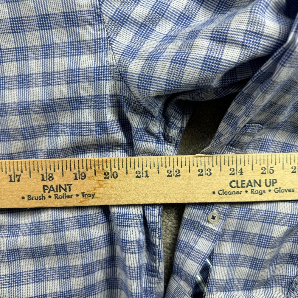 Michelsons London Mens XL Blue Checkered Long Sleeve Button Down Dress Shirt - Picture 6 of 9